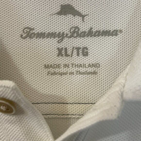 Tommy Bahama Men's Polo Shirt White Short Sleeve Long Horn Size XL - Picture 5 of 9